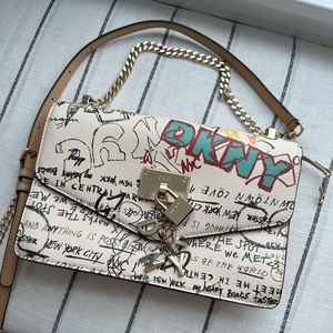 DKNY graffiti vegan leather bag
